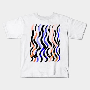 Wavy lines - orange, blue and black Kids T-Shirt